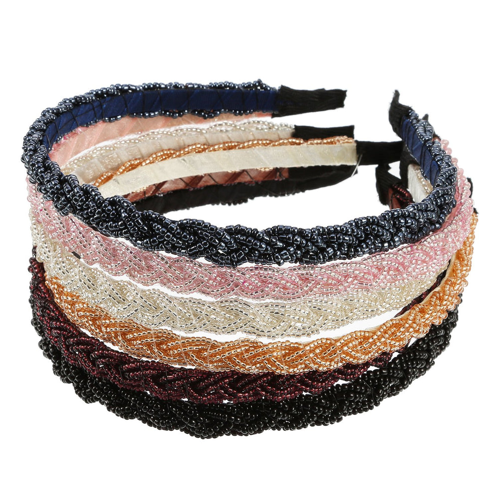 MTLEE diadema de cuentas cristal negro para estilo minimalista.