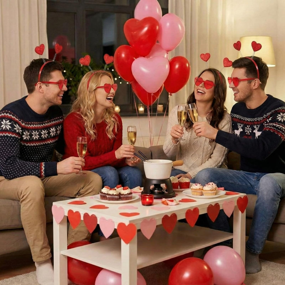 MTLEE red heart headbands are lightweight and comfortable for all-night celebrations.