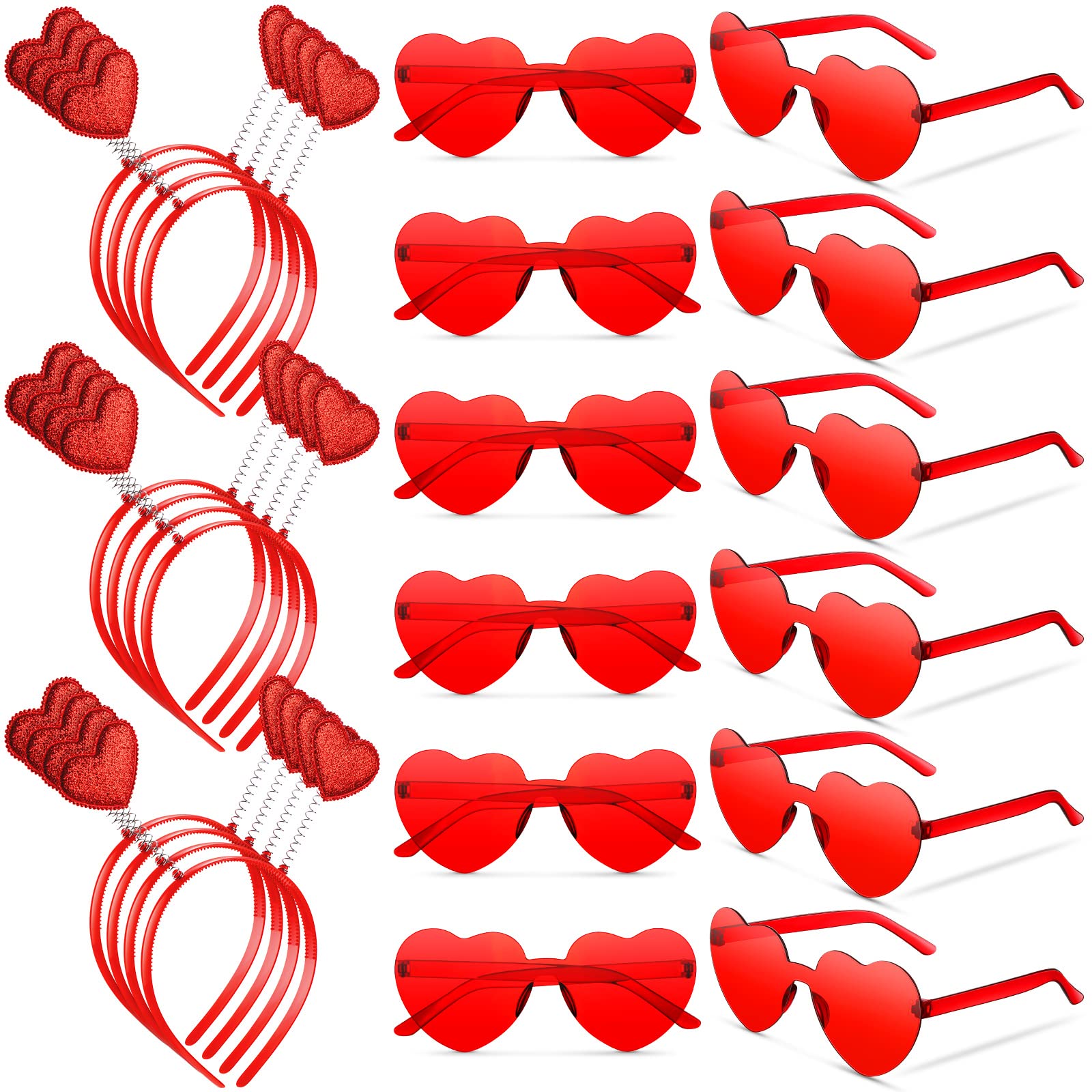 MTLEE heart-boppers sunglasses in red for festive party fun and photo props.