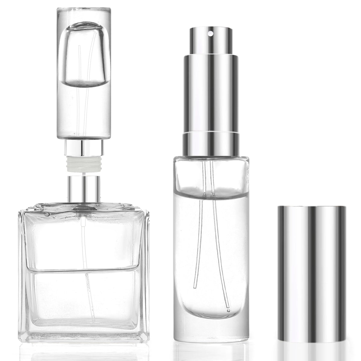 MUB 10ml travel perfume atomizer in glass for on-the-go fragrance.