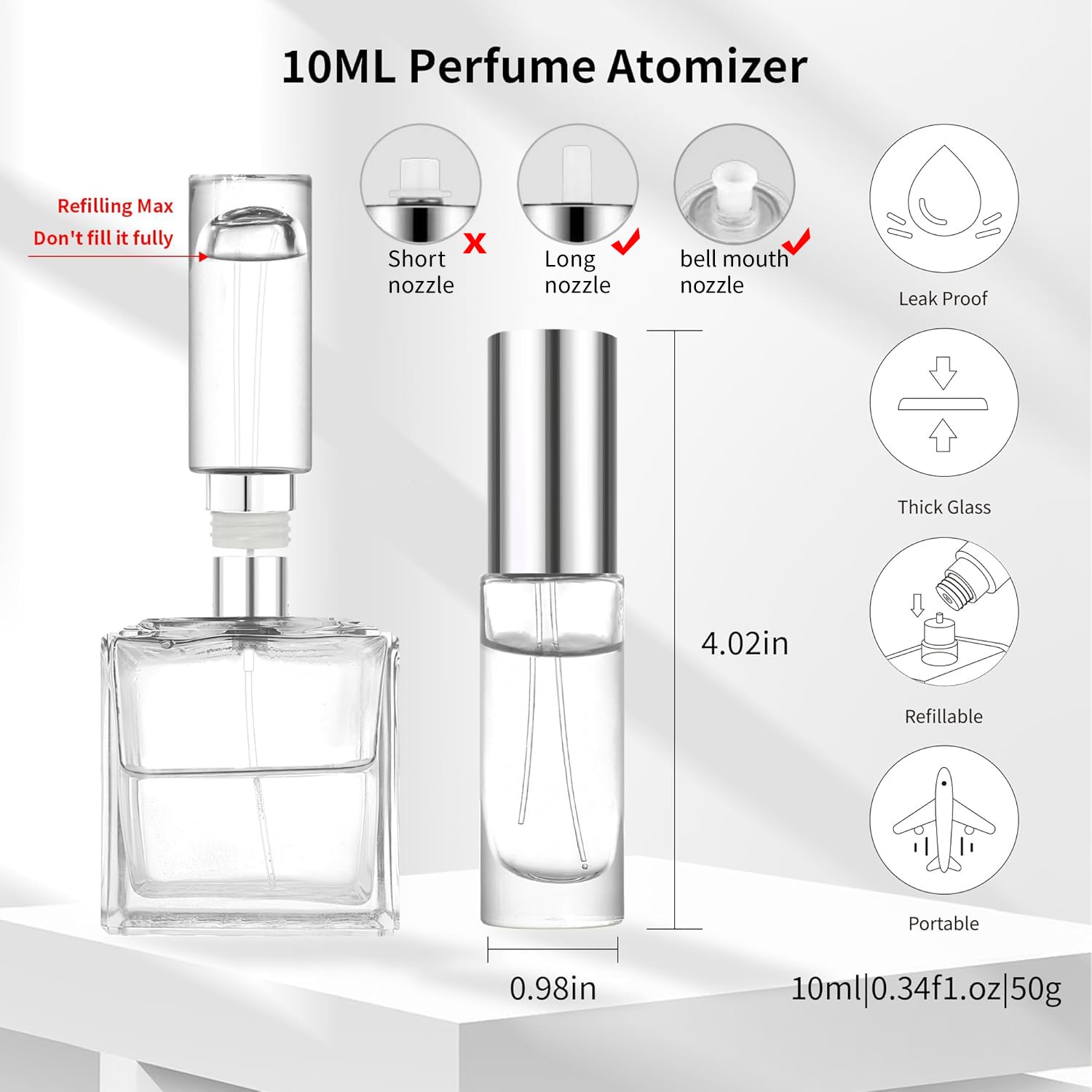 Leak-proof top-fill design prevents spills during travel and flights.
