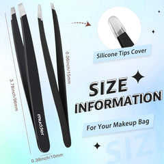 Mudder 12 piece set black stainless steel tweezers for durable grooming