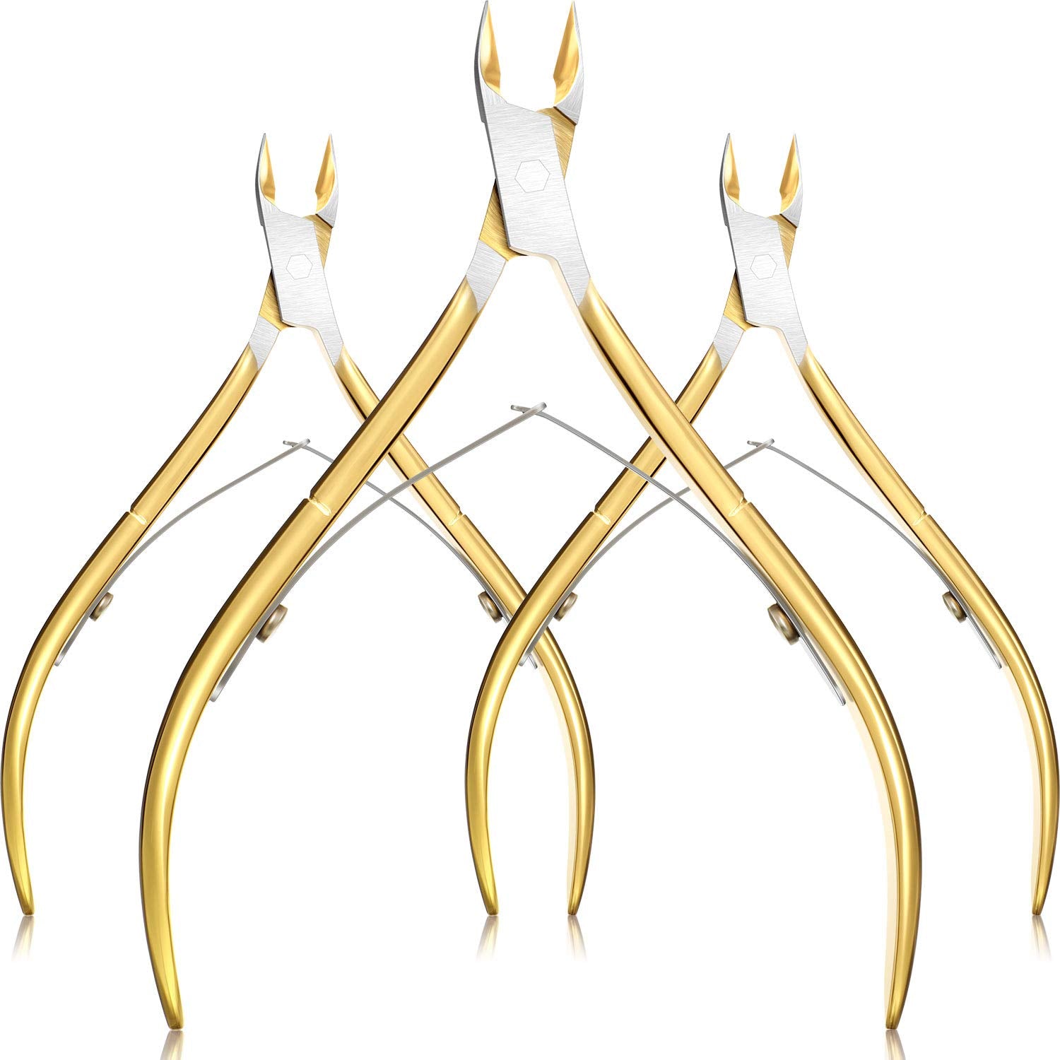 Mudder 3-pack gold cuticle trimmer pack with precision blades for clean cuts at home