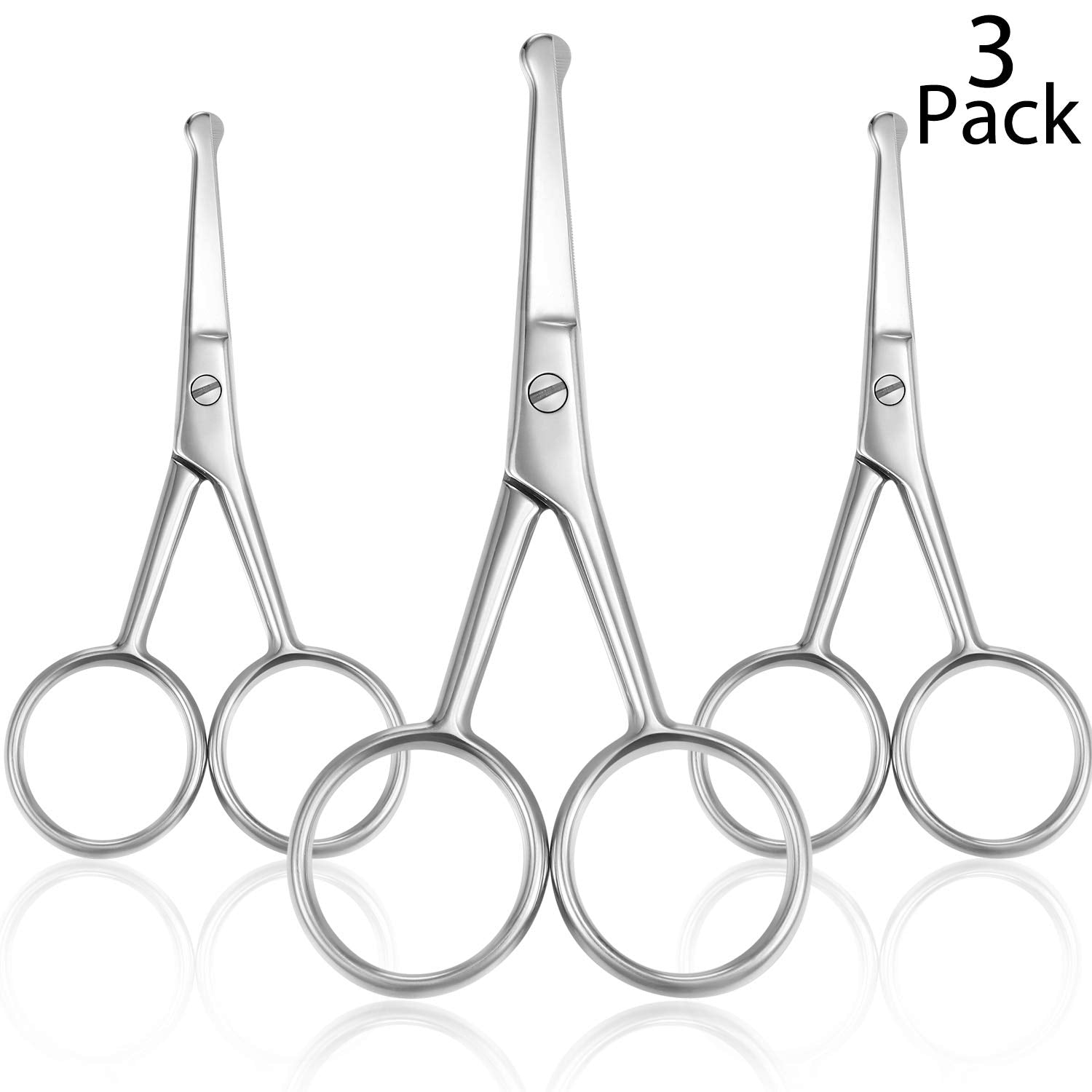 Mudder 3-piece nose hair scissors with rounded tips for safe grooming on the go.