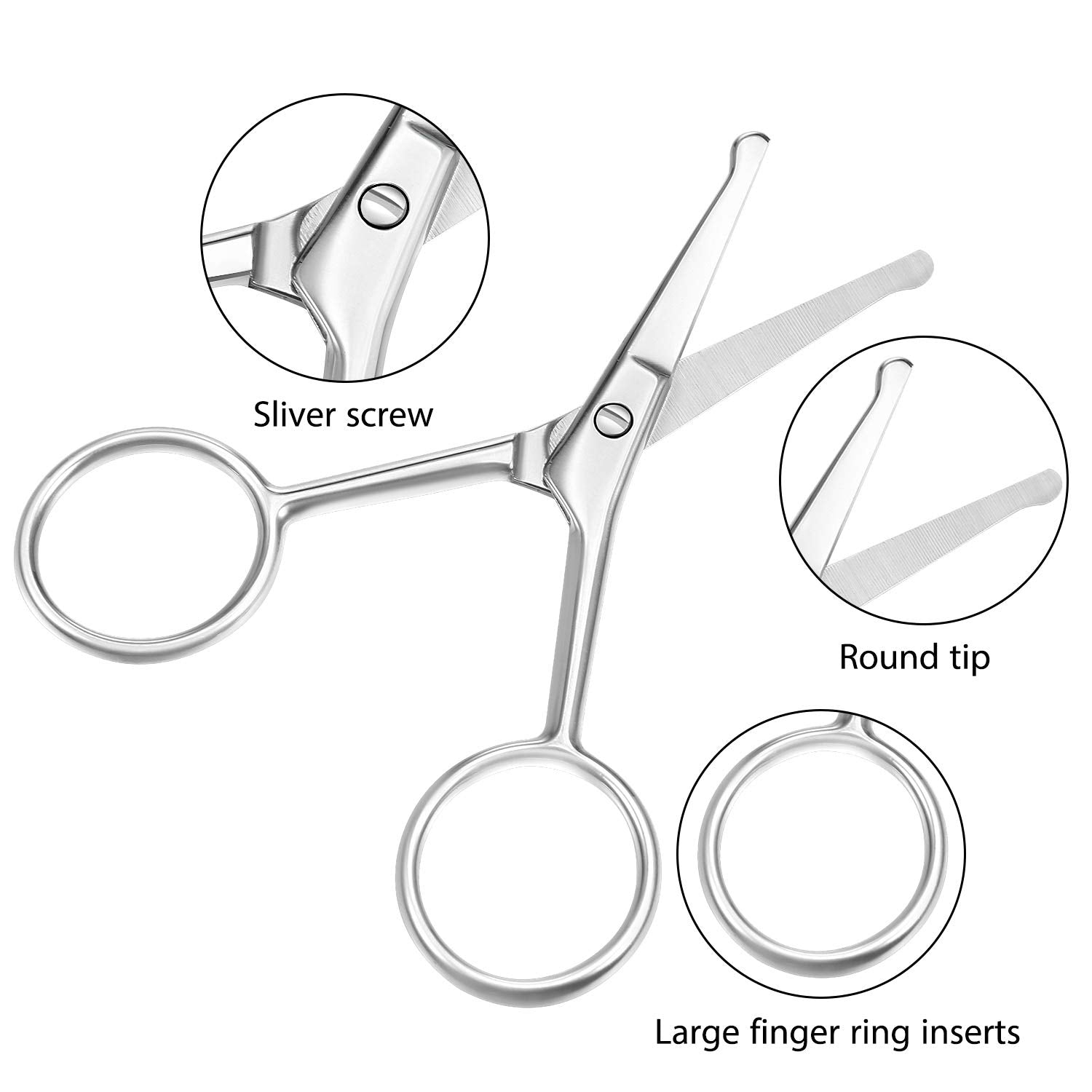 Mudder eyebrow and nose scissors with rounded tips for precise trimming.