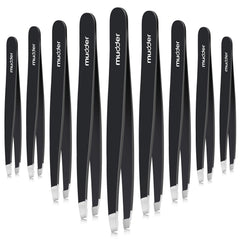 Mudder eyebrow tweezers in black with slanted tip for precise brow shaping