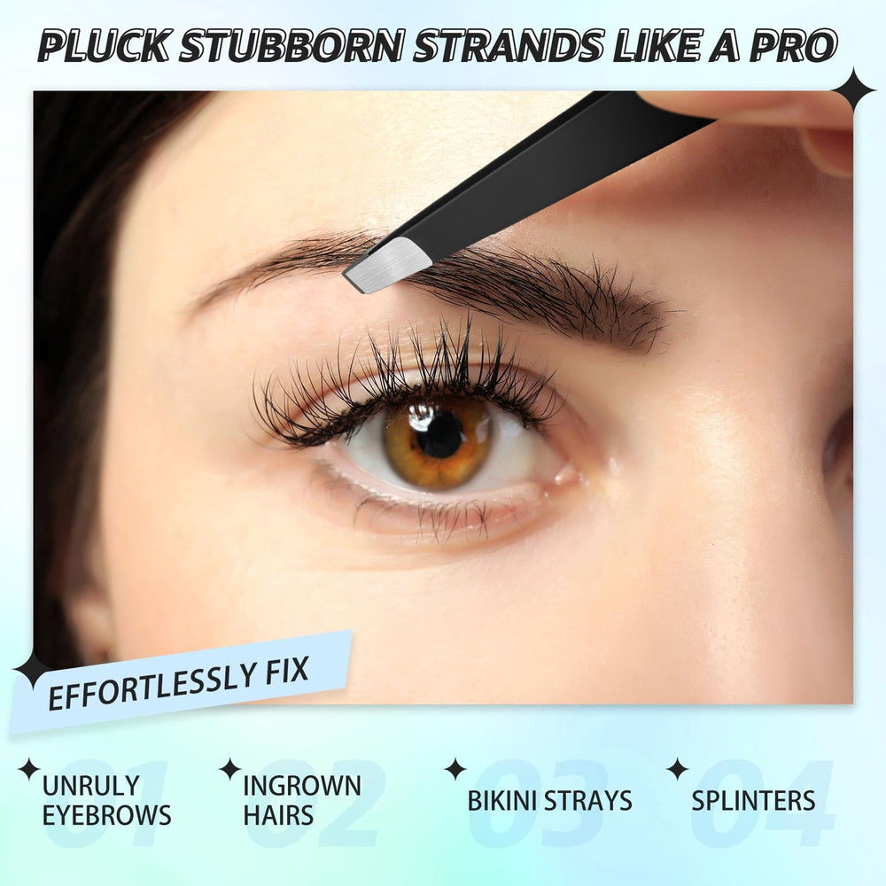 Mudder compact black tweezer pack for eyebrows and beard tidying