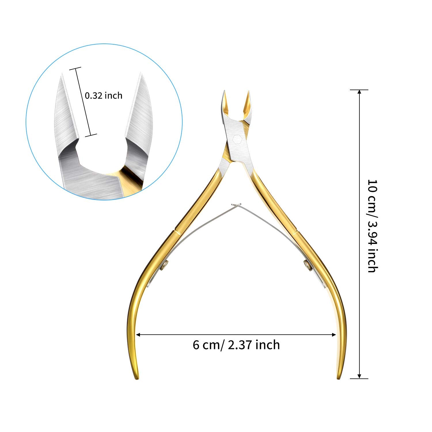 Mudder gold cuticle trimmer close-up showing sharp blades for precise trimming