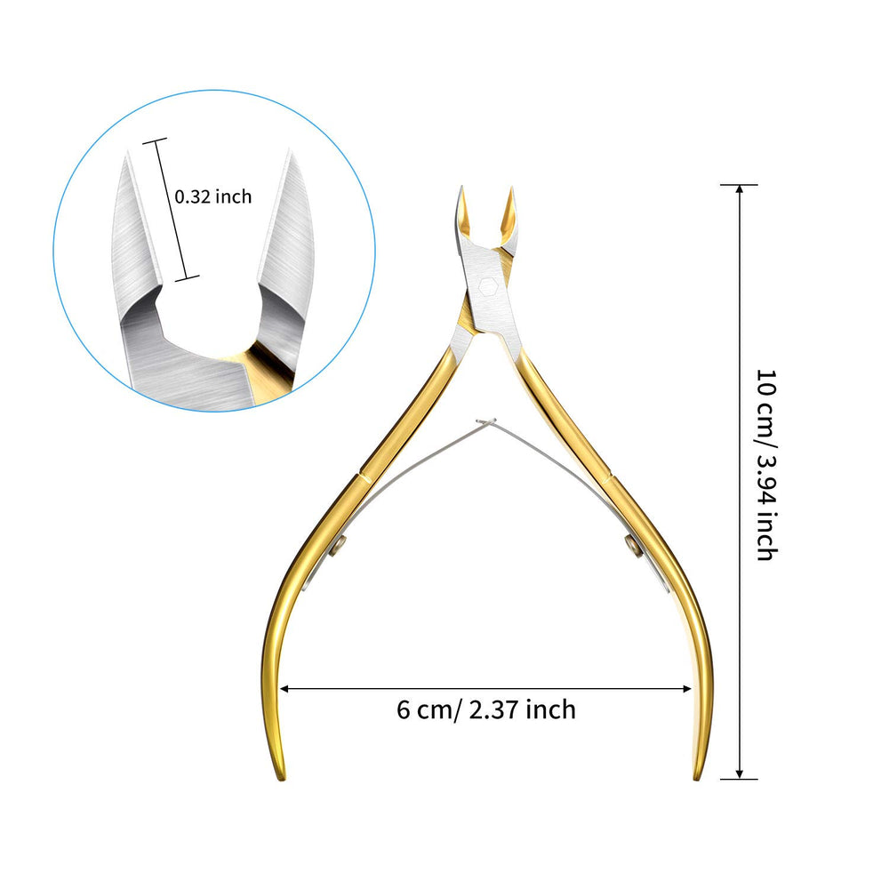 Mudder gold cuticle trimmer close-up showing sharp blades for precise trimming