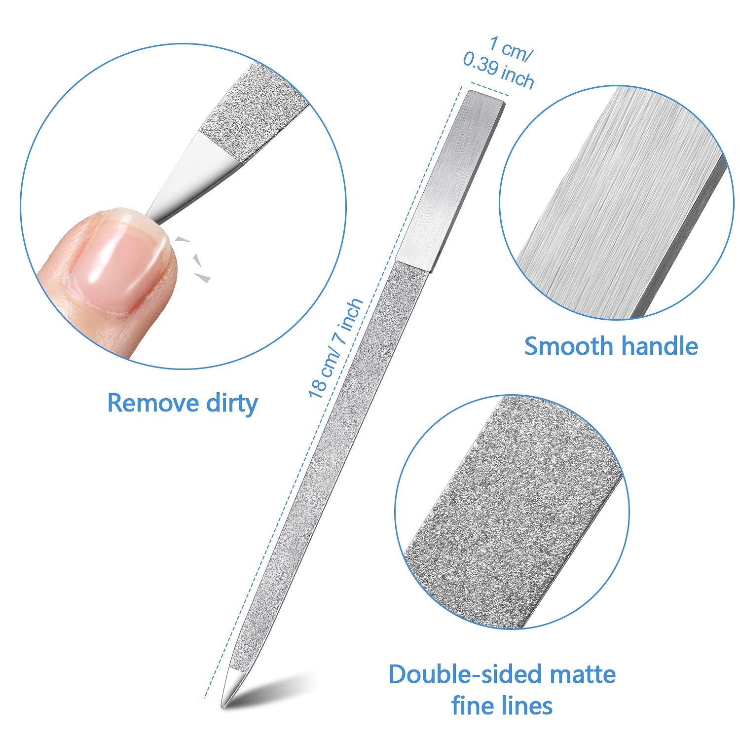 Mudder large double-sided nail file with cuticle pusher for shaping