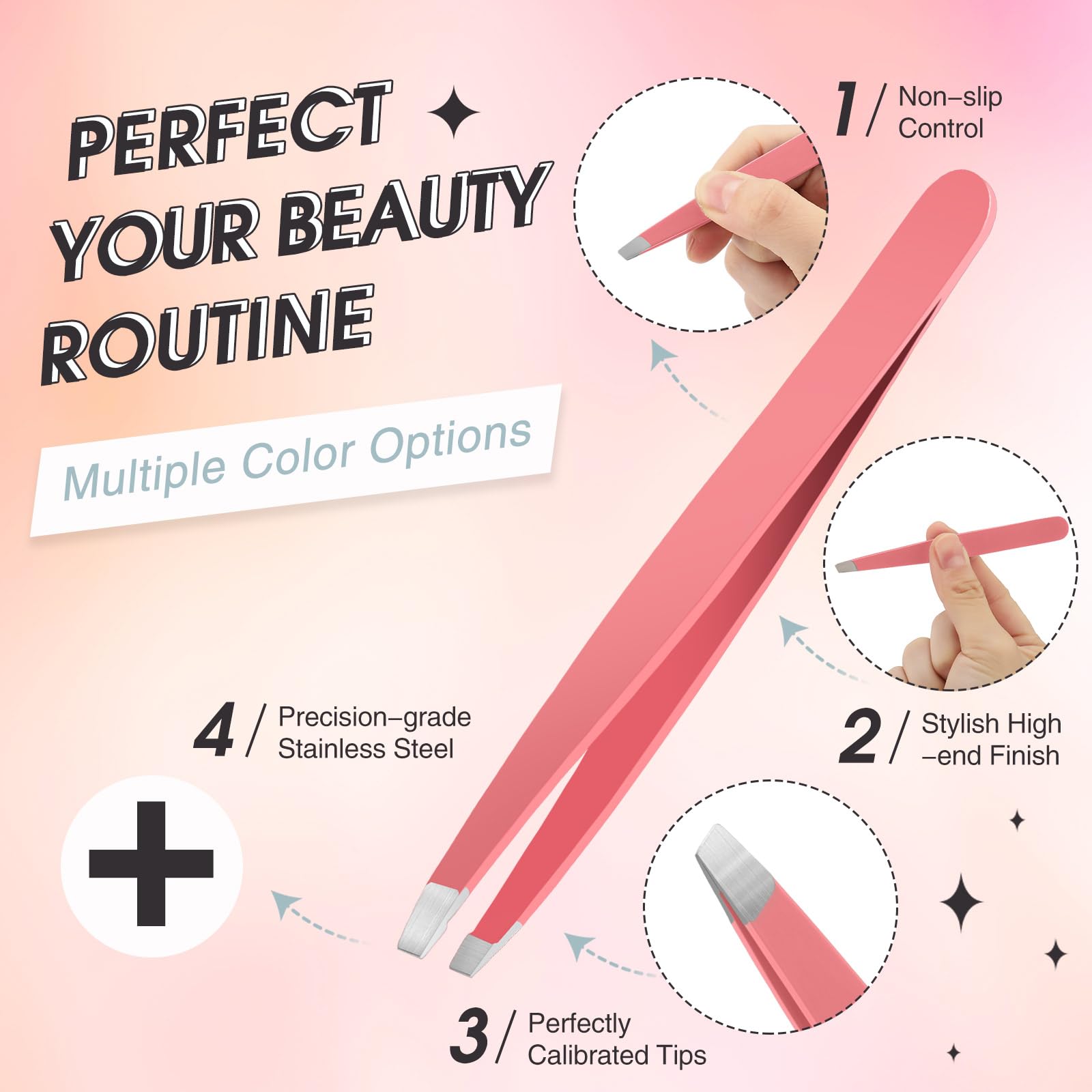 Mudder stainless steel slanted-tip tweezers offer precise grip in a compact 3.78-inch size