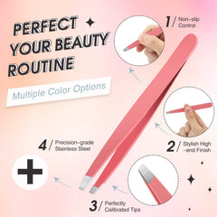 Mudder stainless steel slanted-tip tweezers offer precise grip in a compact 3.78-inch size