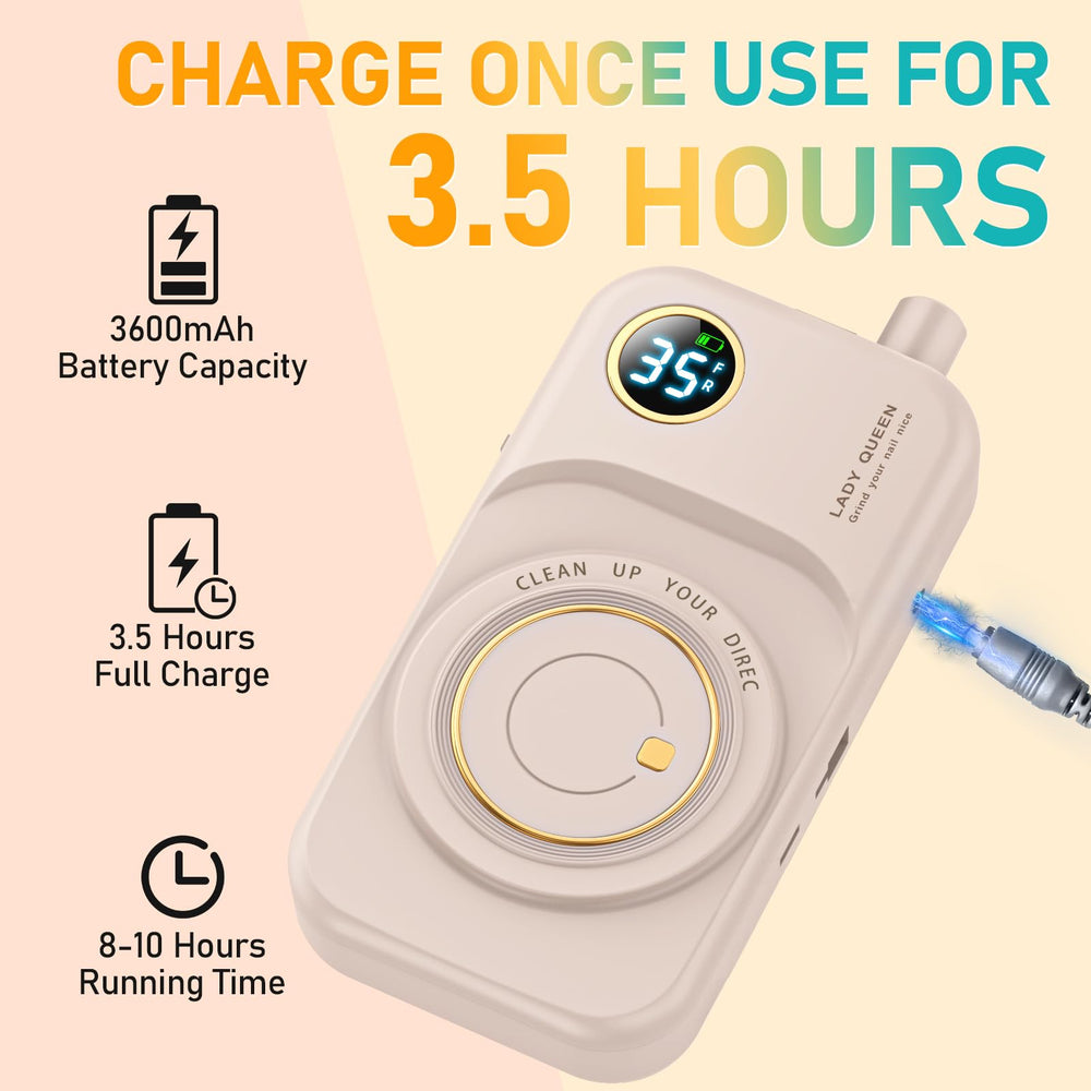 mUGLE cordless e-file battery pack enables long sessions