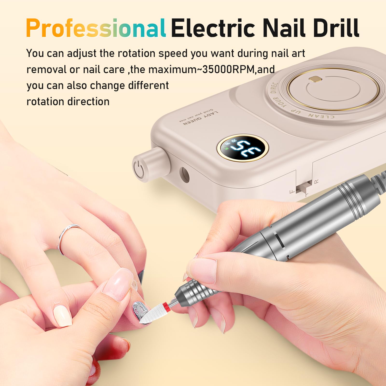 mUGLE nail drill kit includes 7 bits and 6 sanding bands