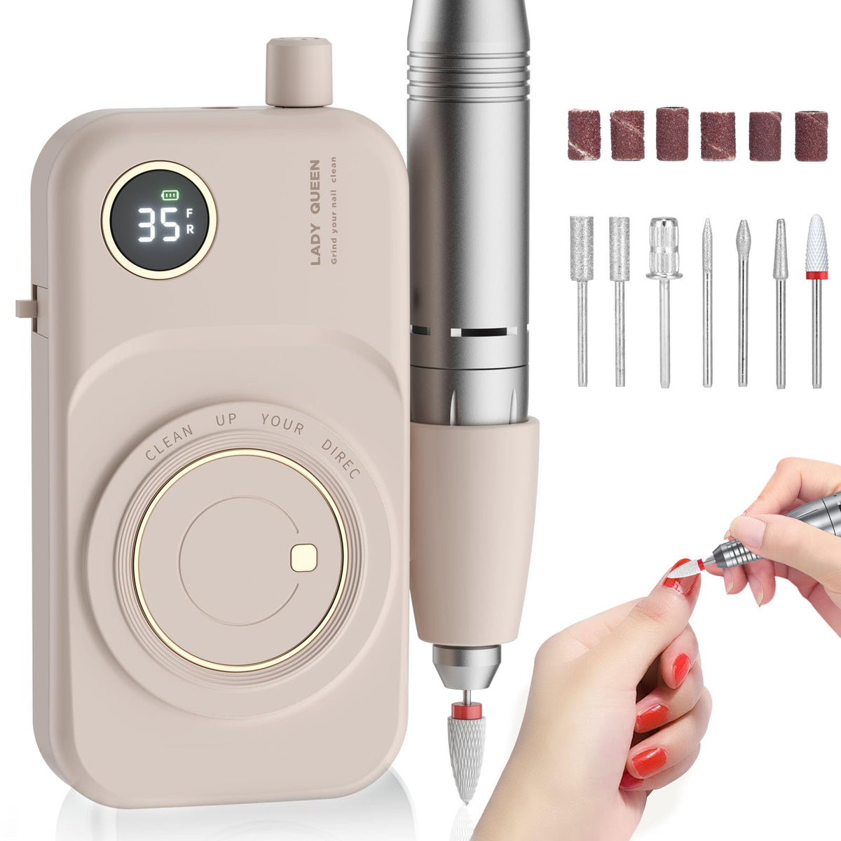 mUGLE portable nail drill front view for precise acrylic filing