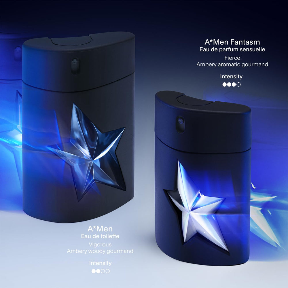Mugler A*Men fragrance spray application demonstrating even mist for everyday wear.