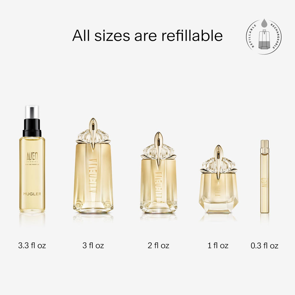 Mugler Alien Goddess packaging-box presents a travel-size fragrance option
