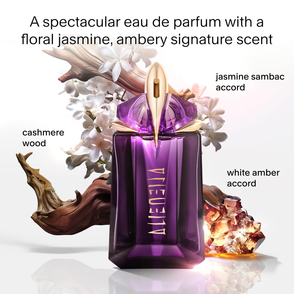 Mugler Alien jasmine sambac note hints at radiant floral opening.