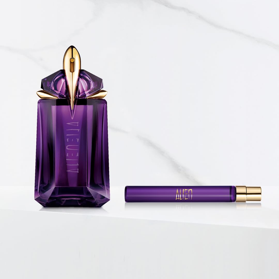 Mugler Alien refill bottle showcases sustainable luxury with infinite refills.