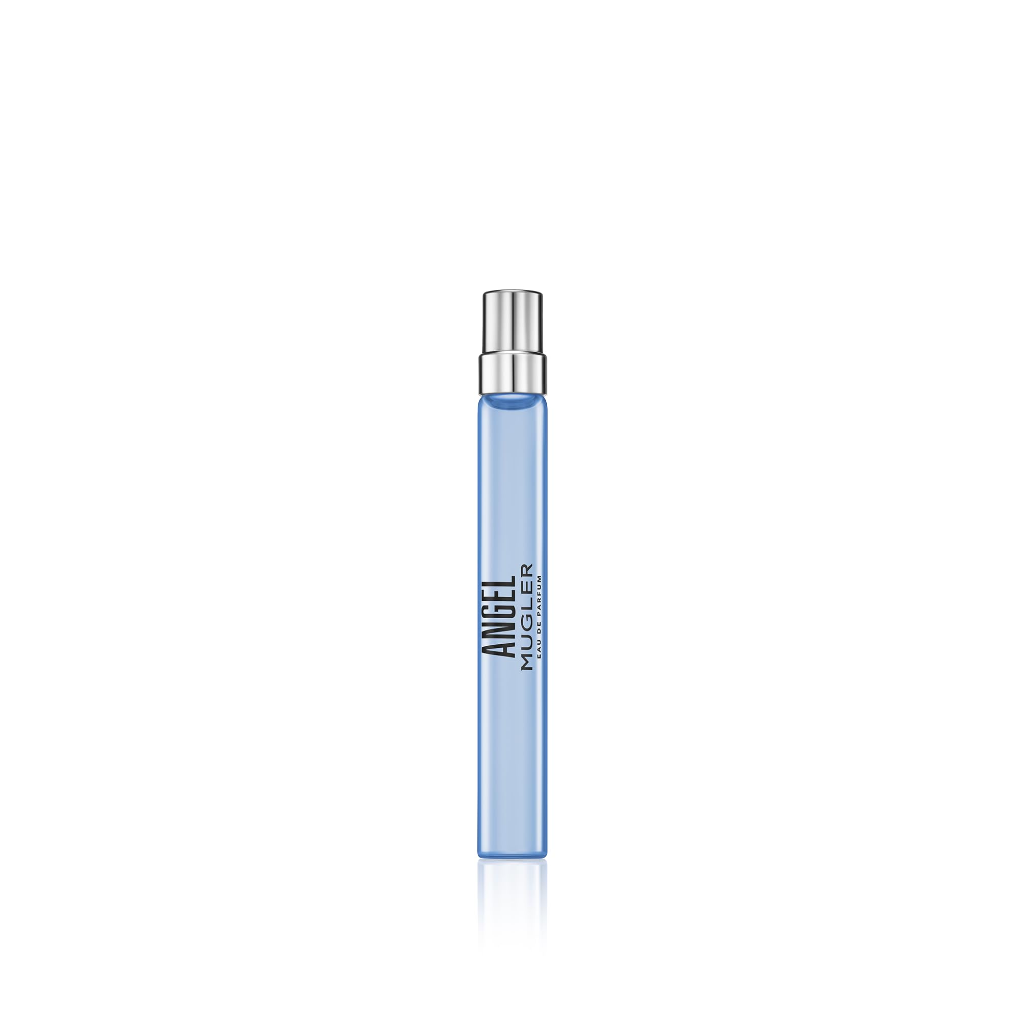 Mugler Angel bottle showcasing amber and praline notes for evening wear.