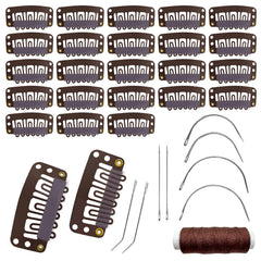 MUIIGOOD brown 25-piece wig clips set for secure extensions and easy styling
