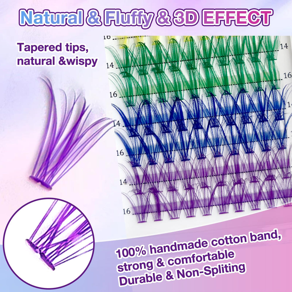 MUIIGOOD 14mm and 16mm cluster lashes offer length options for custom styles.