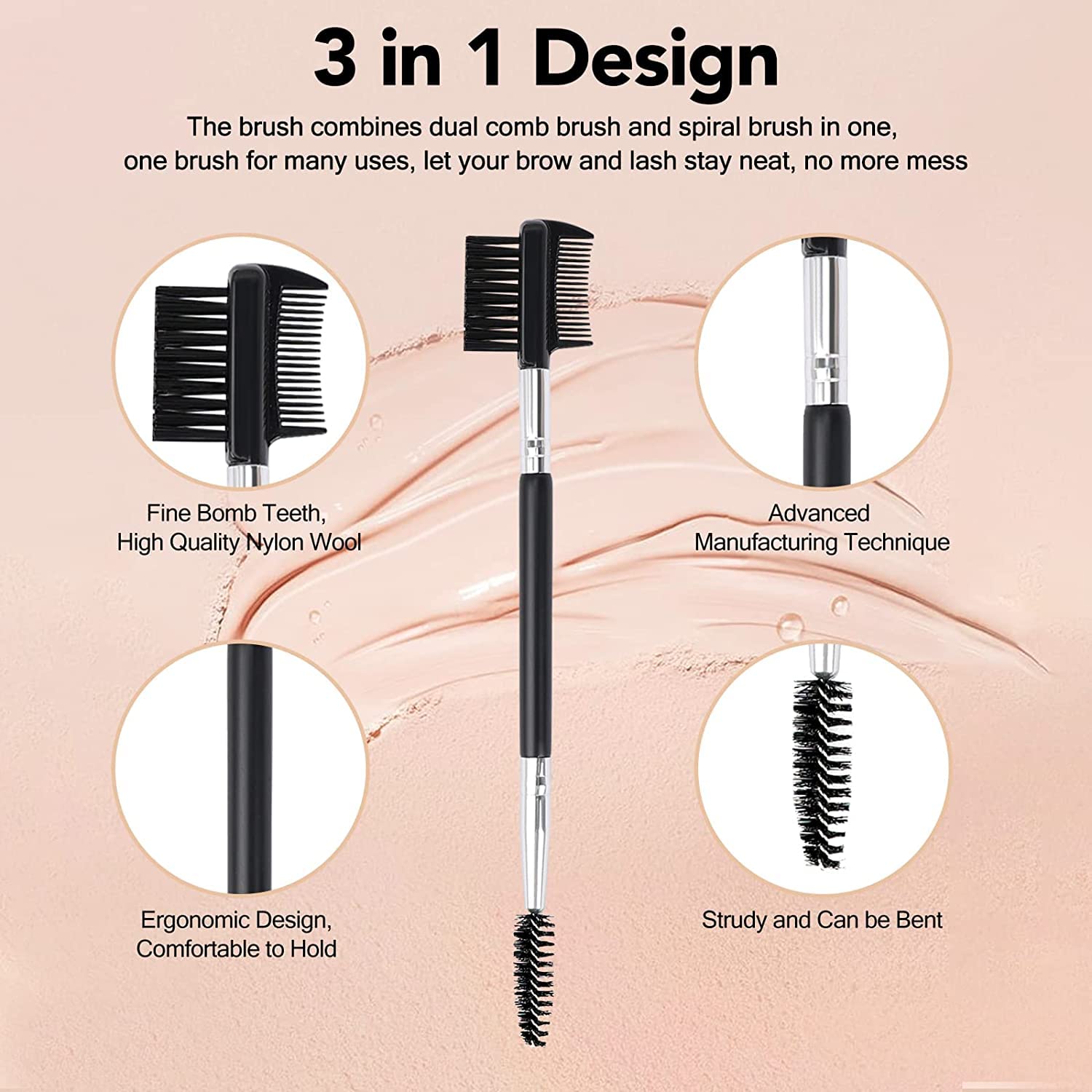 MUIIGOOD triple-head brush set for versatile brow and lash grooming