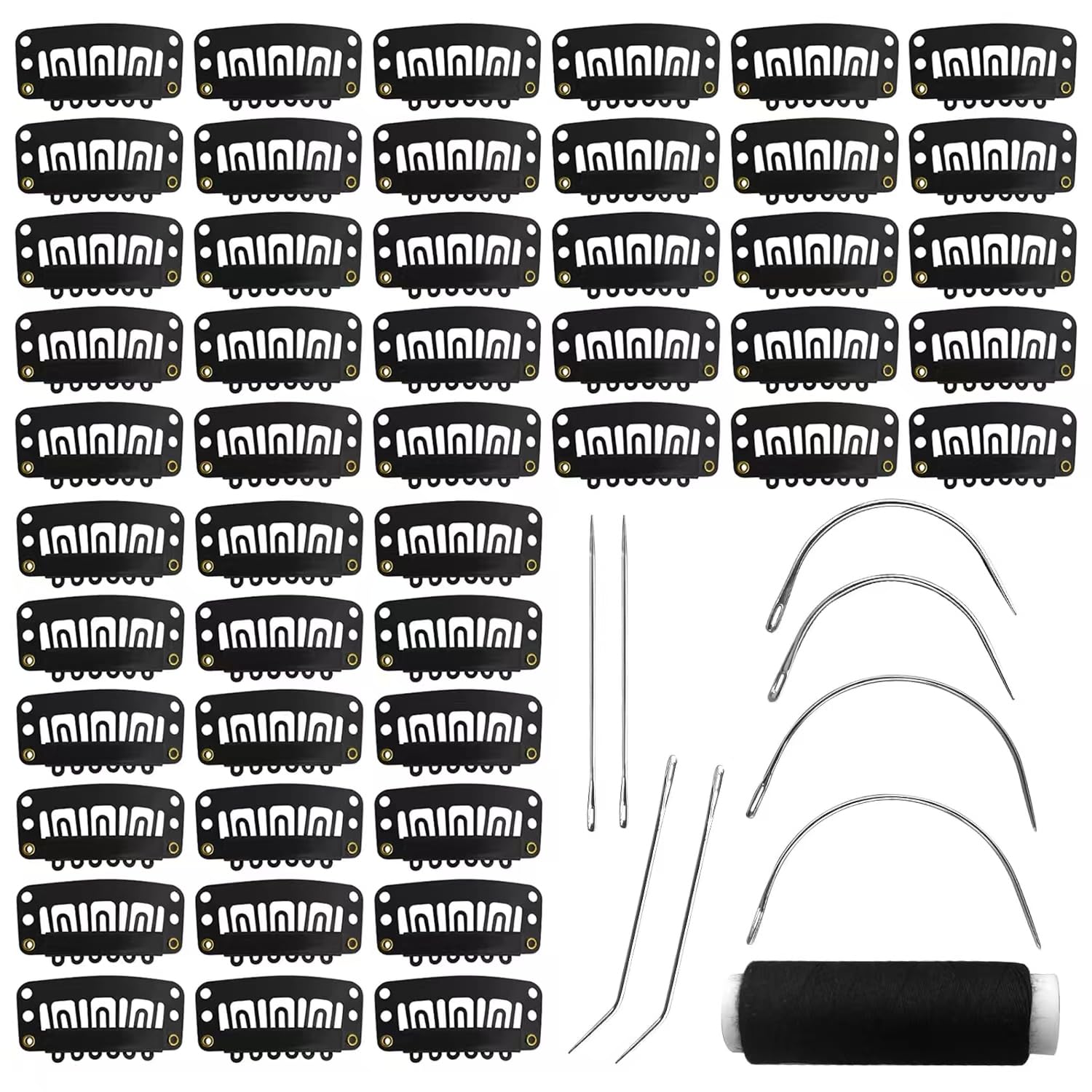 MUIIGOOD 50pcs 32mm U-shape wig clips secure hair extensions.