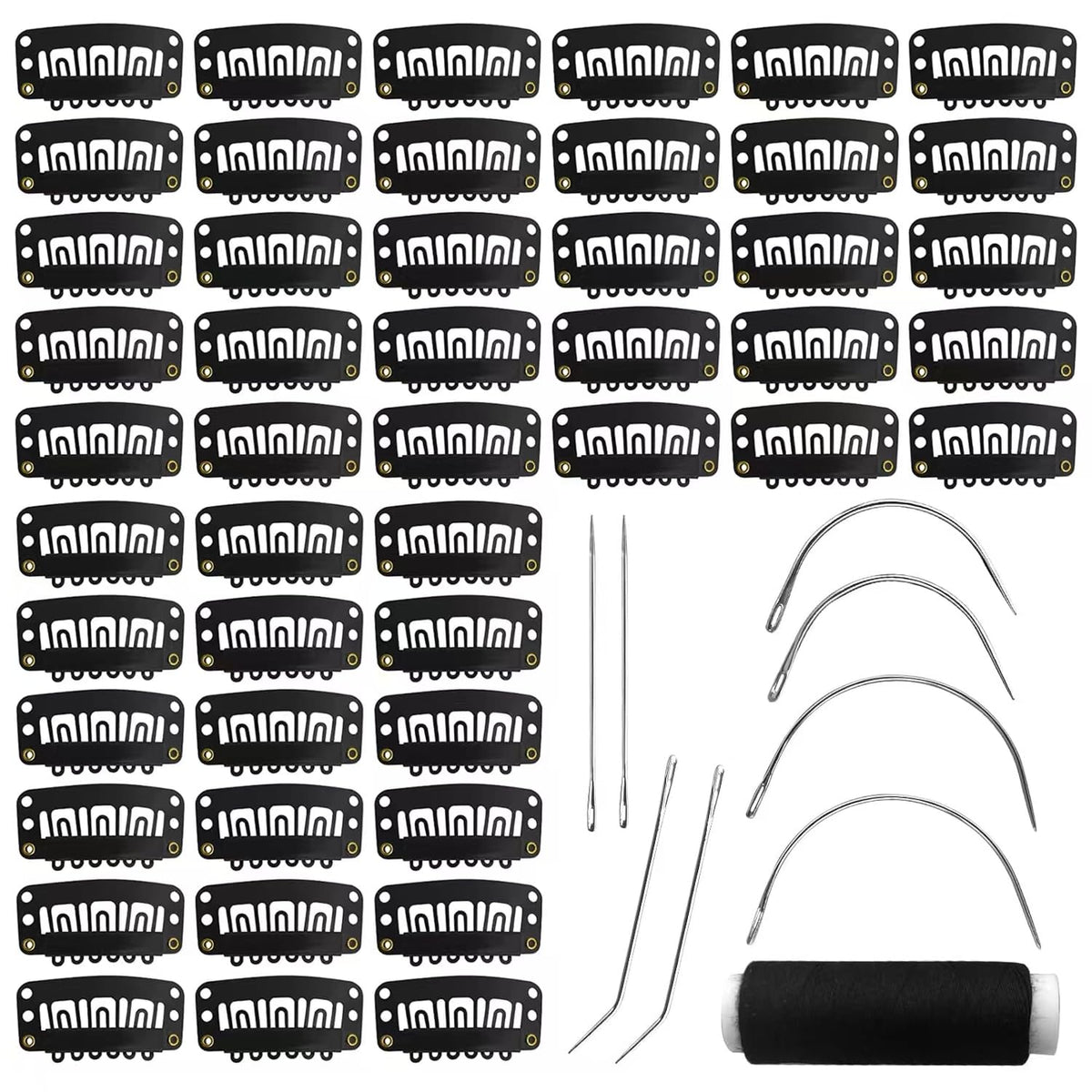MUIIGOOD 50pcs 32mm U-shape wig clips secure hair extensions.