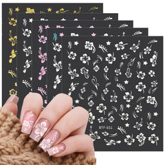 MUIIGOOD: flores hibisco blancas para manicura elegante y rápida