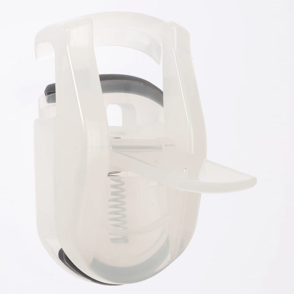 MUJI eyelash curler with compact form enables precise curl near lash line.