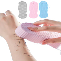 MULPG esponja de baño 3 piezas, set azul-rosa-gris para exfoliar suavemente la piel.