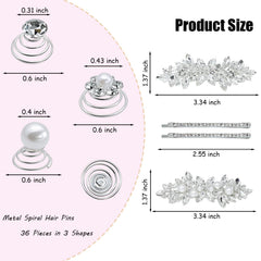 Mulzile gemas pelo espiral cristal 36 piezas para peinados brillantes