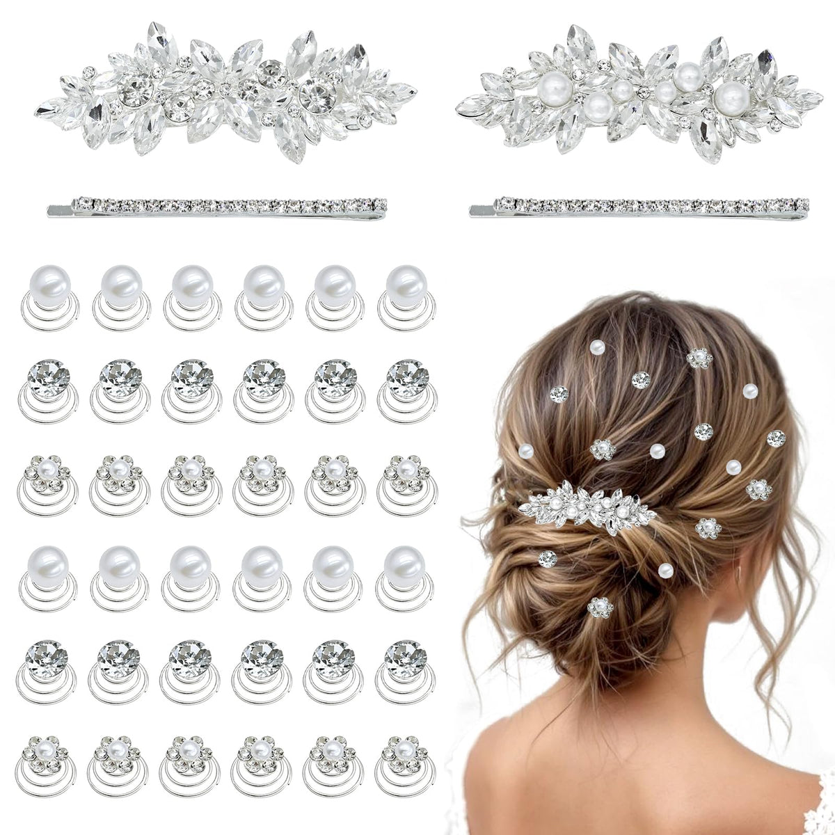 Mulzile pins pelo cristal perla 4 piezas para un brillo elegante