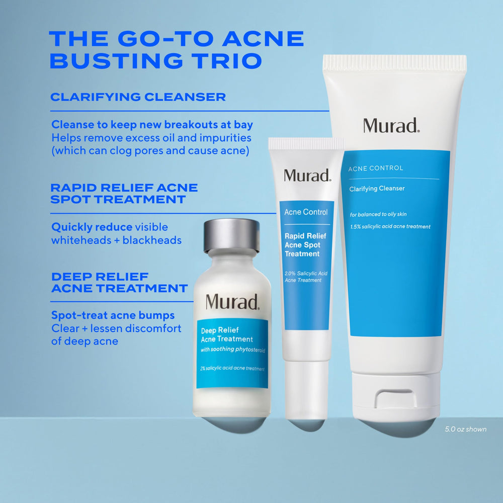Murad Acne Control Clarifying Cleanser, uso diario mañana y noche para rutina constante.