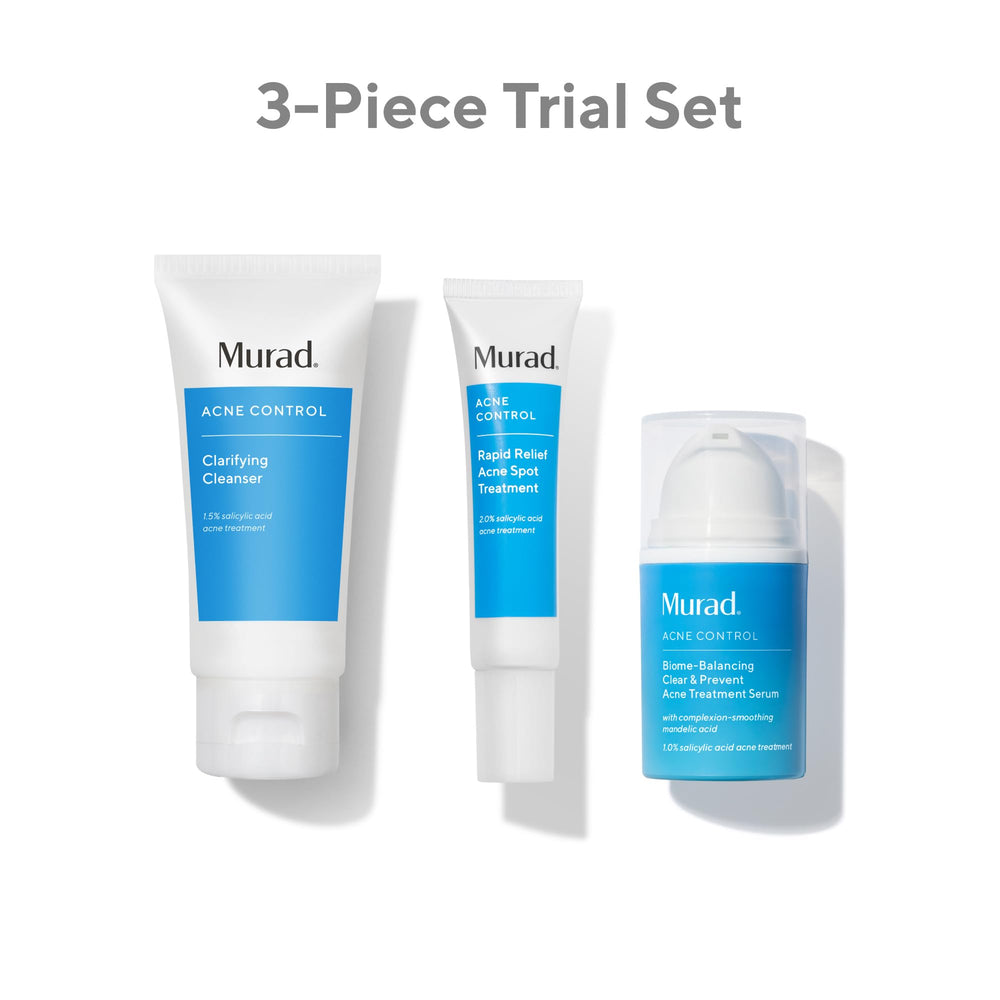 Murad Acne Trial Kit cleanser bottle shown for daily oil control and exfoliation.