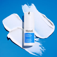 Applying Murad InvisiScar from the dispenser to target post-acne scarring.