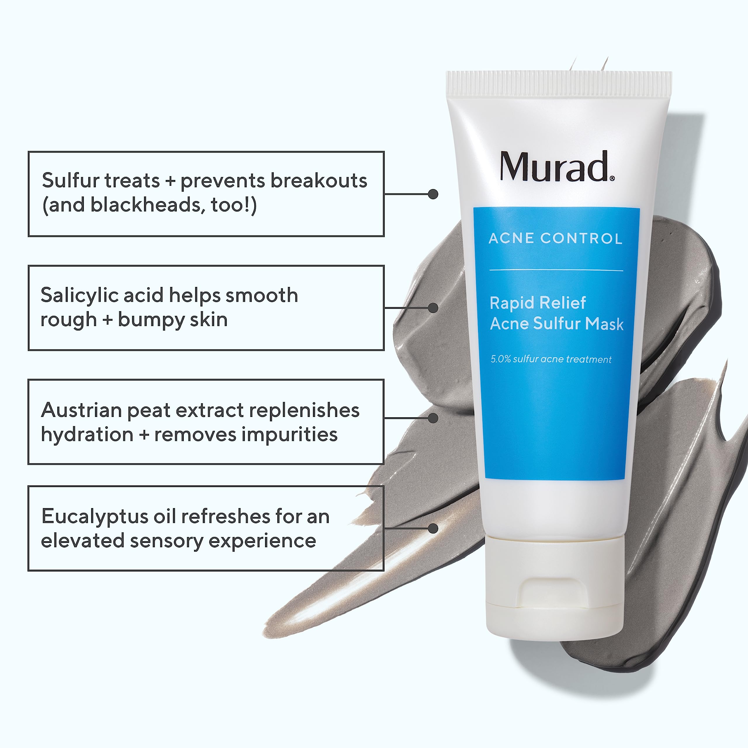 Murad Rapid Relief mask being spread on skin for gentle pore cleansing
