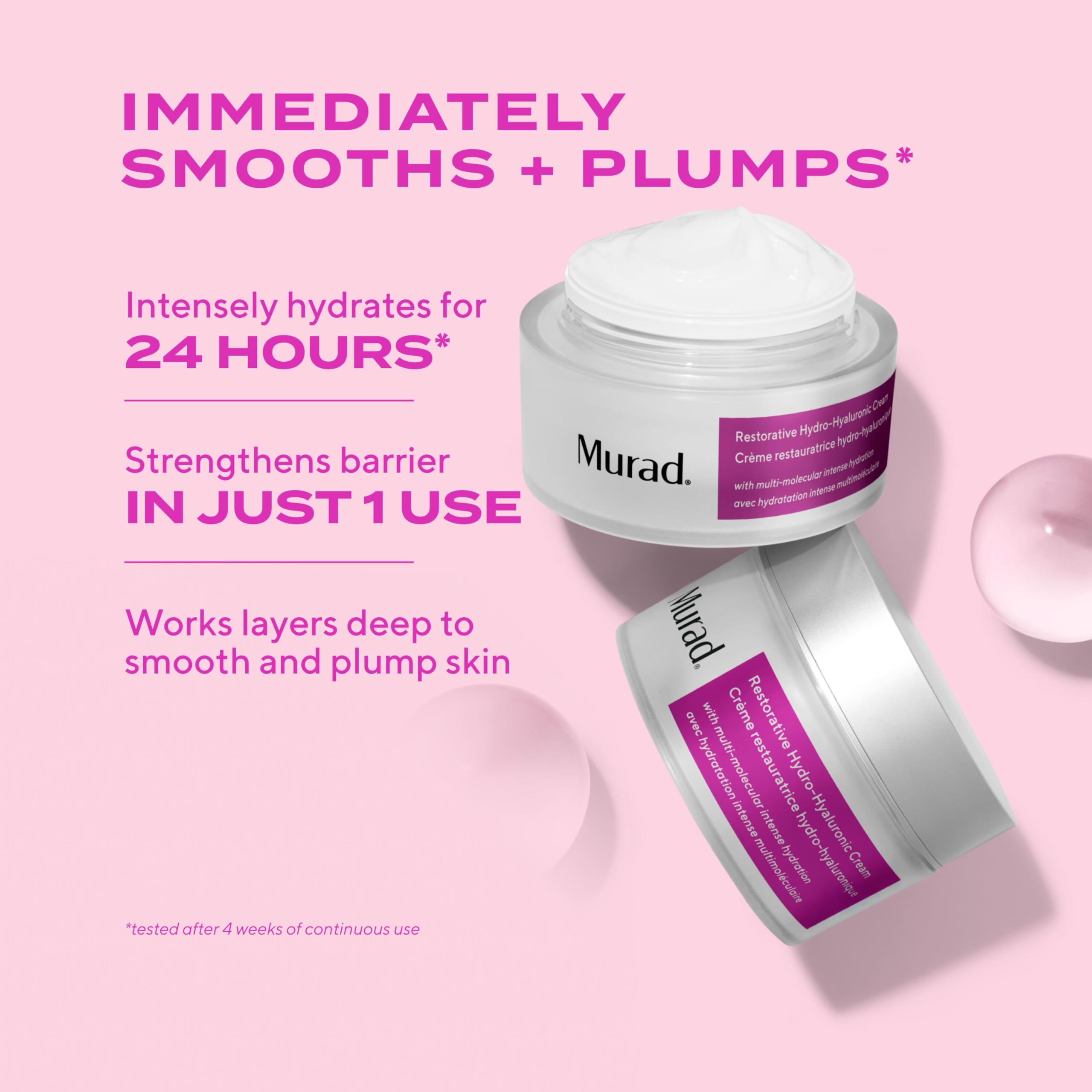 Murad Restorative Hydro-Hyaluronic Cream jar close-up showing creamy texture
