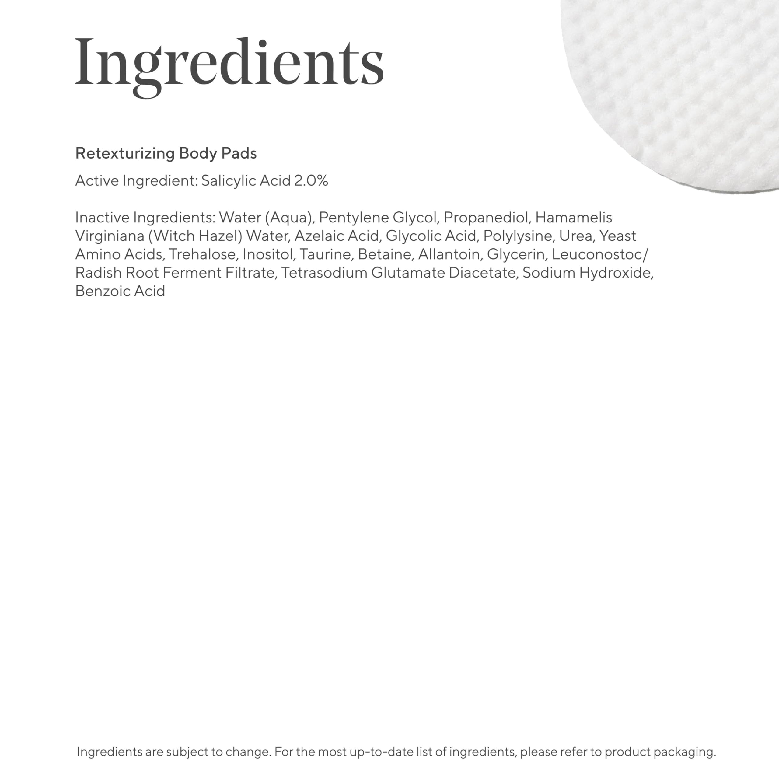 Murad body pads labeled alcohol-free for sensitive skin compatibility.