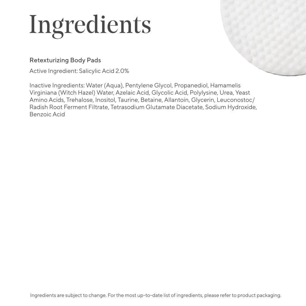Murad body pads labeled alcohol-free for sensitive skin compatibility.