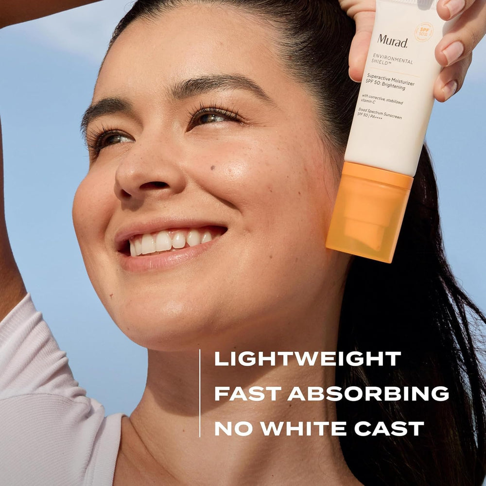 Murad SPF50 ultra-sheer texture closeup highlights smooth, breathable coverage.