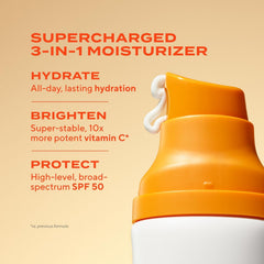 Murad SPF 50 pump-top shows fast-absorbing, non-sticky daily protection.