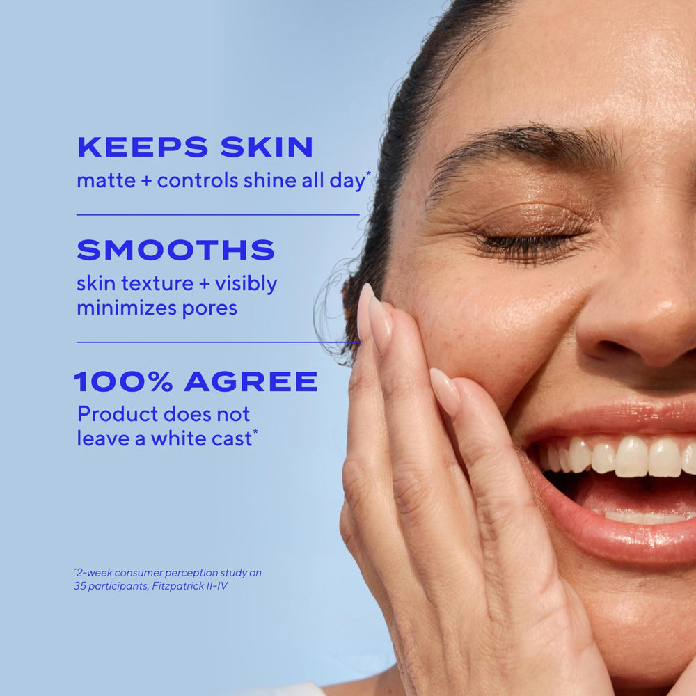 Murad Superactive matte-finish close-up emphasizes a shine-free look