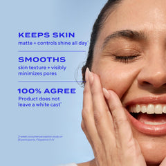 Murad Superactive matte-finish close-up emphasizes a shine-free look