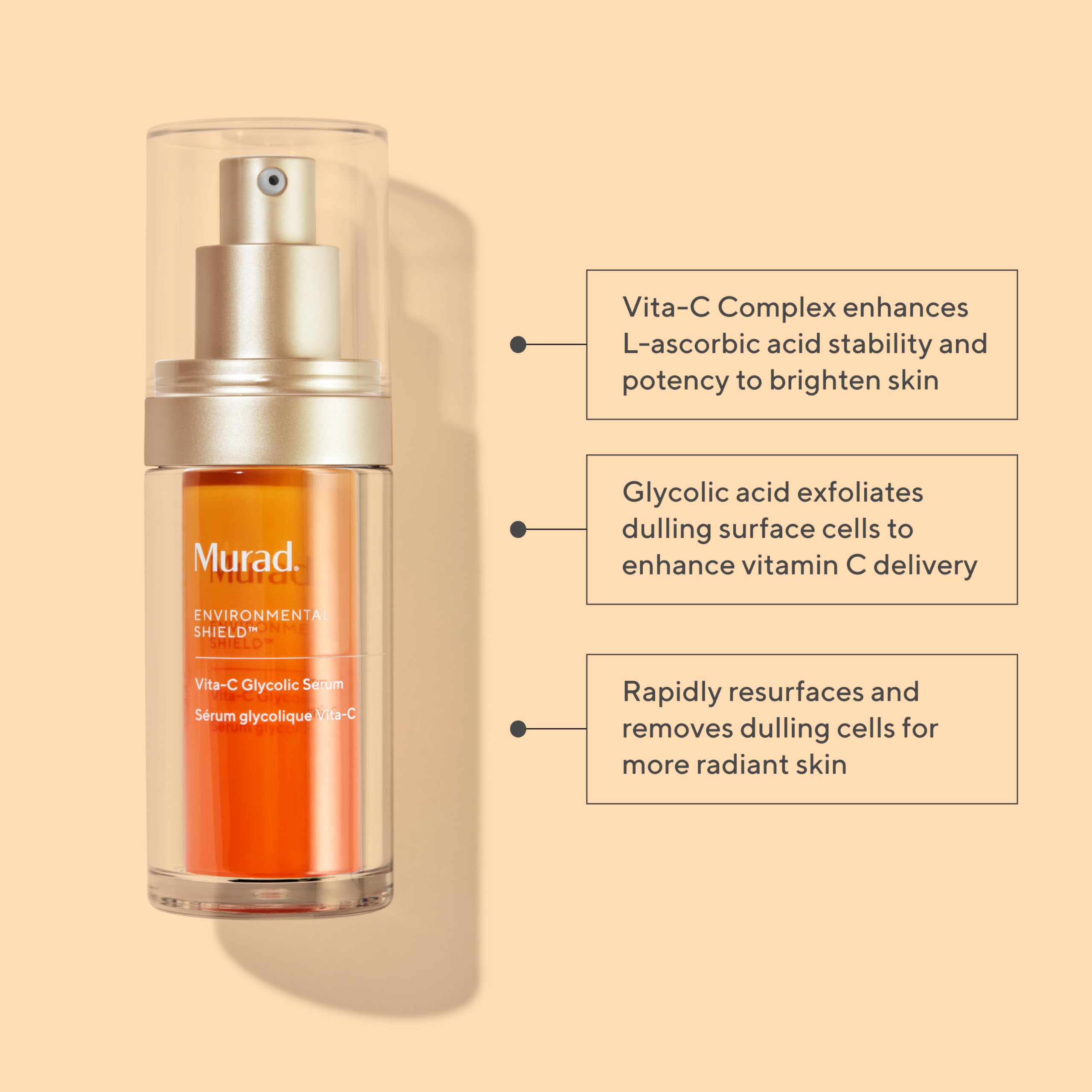 Murad Vita-C Glycolic Serum pump demonstrates easy daily application for consistent brightening.