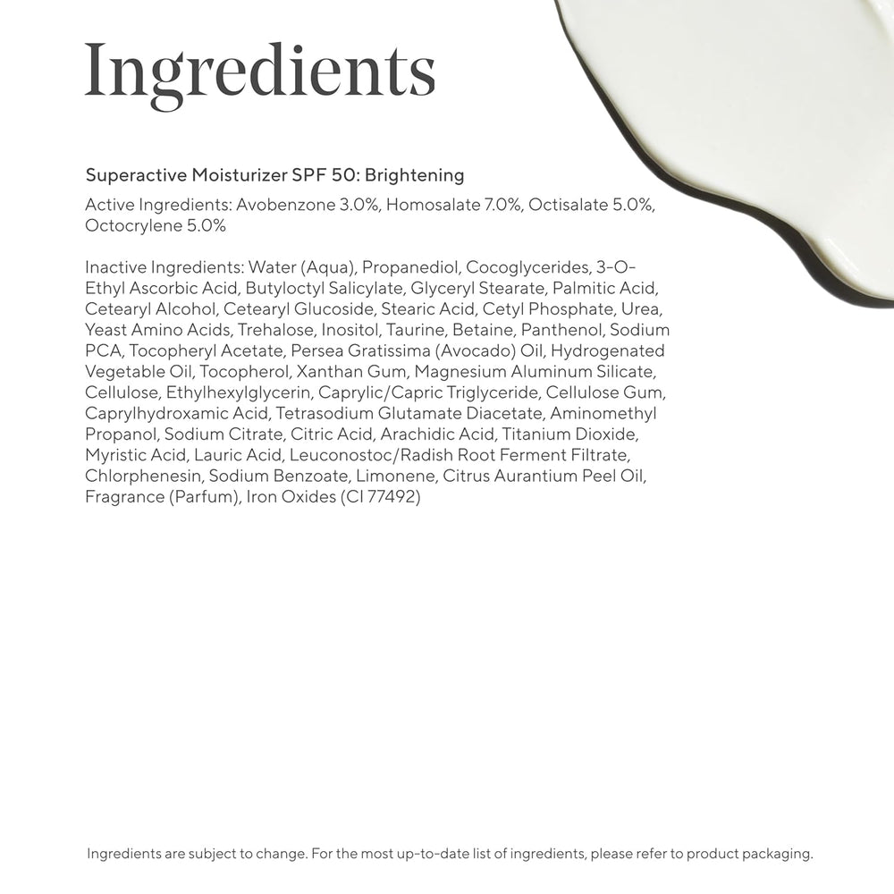 Murad vitamin-c brightening-moisturizer SPF50 closeup demonstrates quick absorption and a healthy glow.