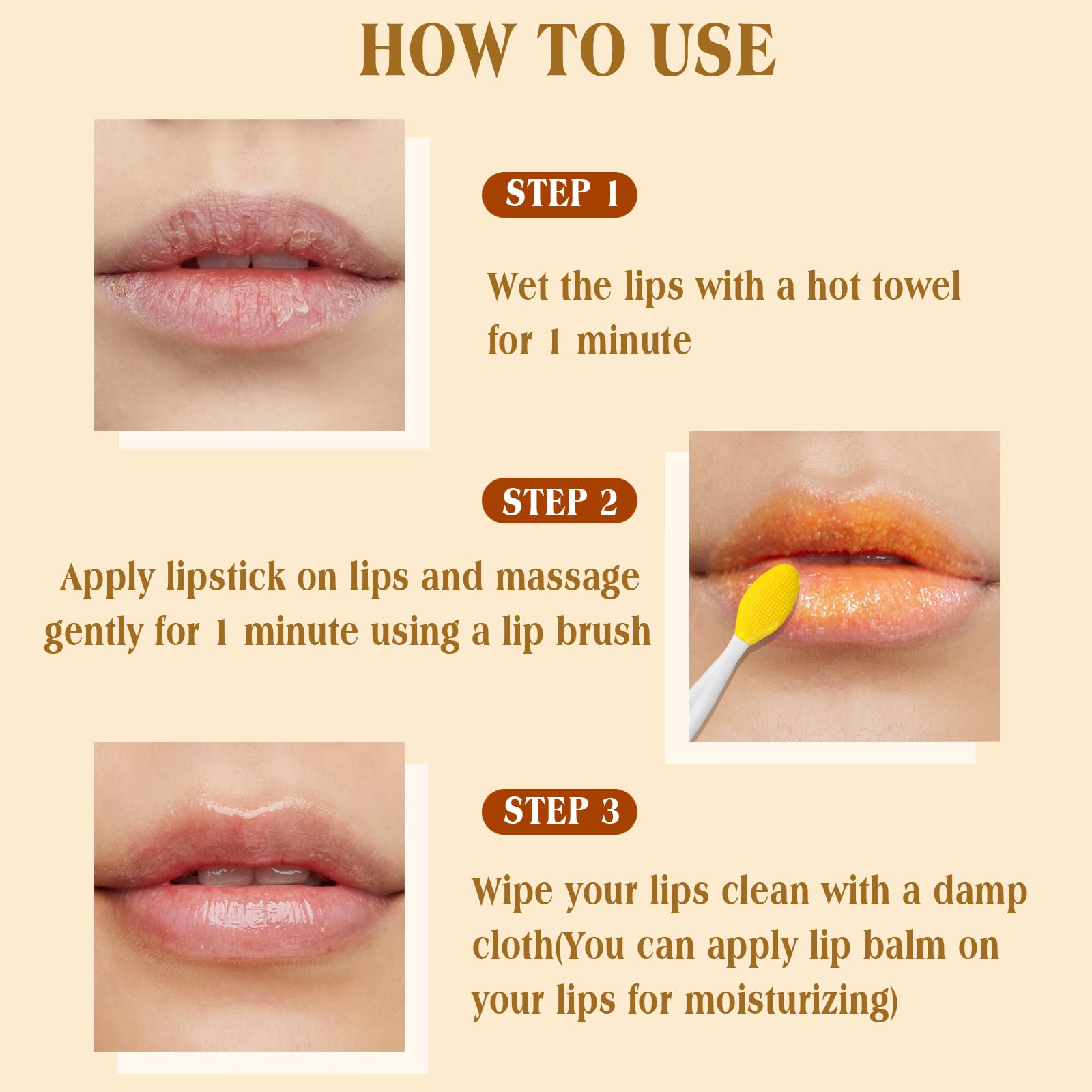 MUREND lip scrub rich in curcumin nourishes dry lips.