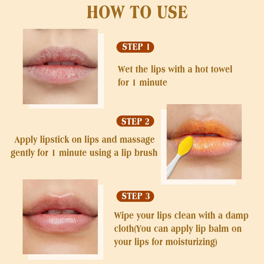 MUREND lip scrub rich in curcumin nourishes dry lips.