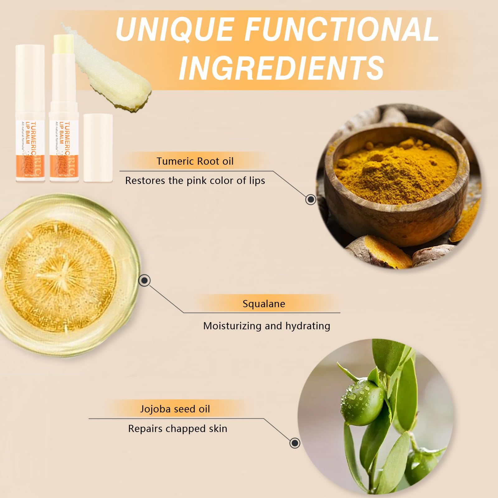 MUREND turmeric lip balm texture close-up indicating rich moisturization.
